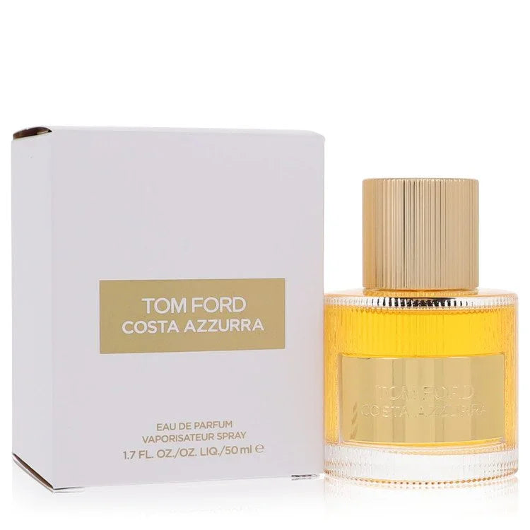 Tom Ford Costa Azzurra Perfume bottle - aromatic citrus woody fragrance with lemon, cypress oil, driftwood accord and salty amber
