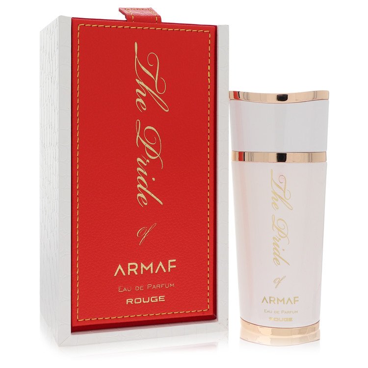 The Pride of Armaf Rouge perfume bottle for women — Intense amber woody sweet fragrance with jasmine, saffron, praline, amberwood, moss, and ambroxan notes