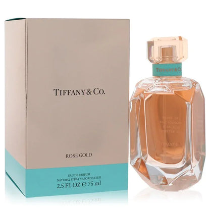 Tiffany & Co. Rose Gold perfume bottle and packaging on a white background