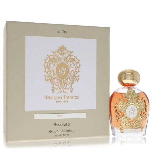 Adhil perfume bottle for women by Tiziana Terenzi — Floral green aquatic fragrance with anise, cassis, green notes, jasmine, ozonic notes, amber, heliotrope, amyris, oakmoss, sandalwood, and vanilla notes
