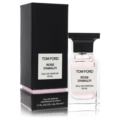 Tom Ford Rose D'amalfi Perfume bottle — exotic floral fruity fragrance with bergamot, Indian mandarin, pink pepper, rose, heliotrope, and almond.