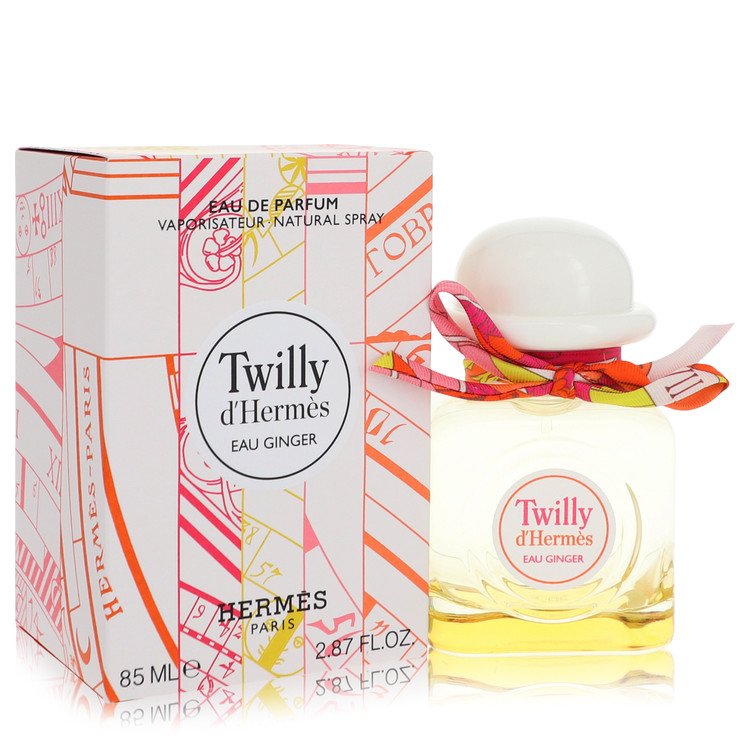 Hermes Twilly d'Hermes Eau Ginger perfume bottle and packaging on a white background