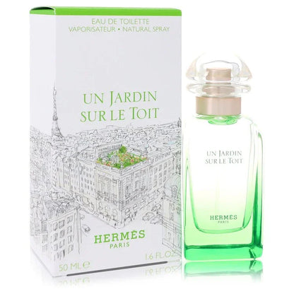 Hermes Un Jardin Sur Le Toit perfume bottle and packaging on a white background