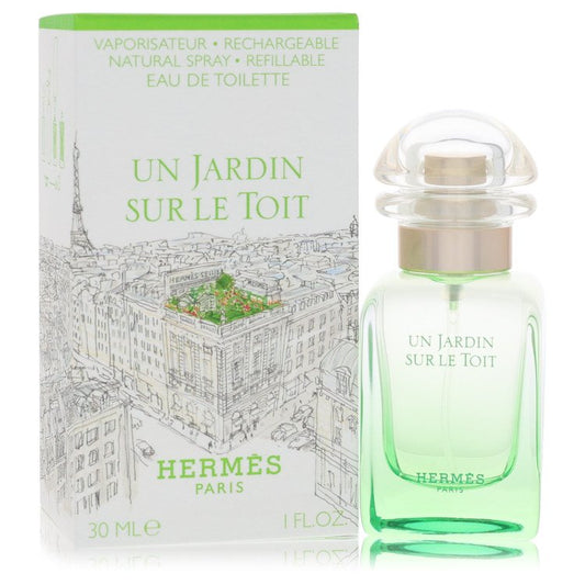 Hermes Un Jardin Sur Le Toit perfume bottle and packaging on a white background