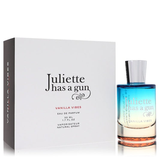 Perfume bottle and packaging of 'Juliette has a gun Vanilla Vibes' on a white background