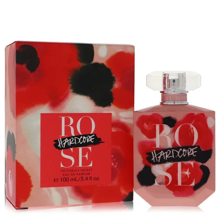Victoria's Secret Hardcore Rose Perfume signature luxury glass flacon displaying its premium chic, edgy lines and bold structural contours against a solid backdrop