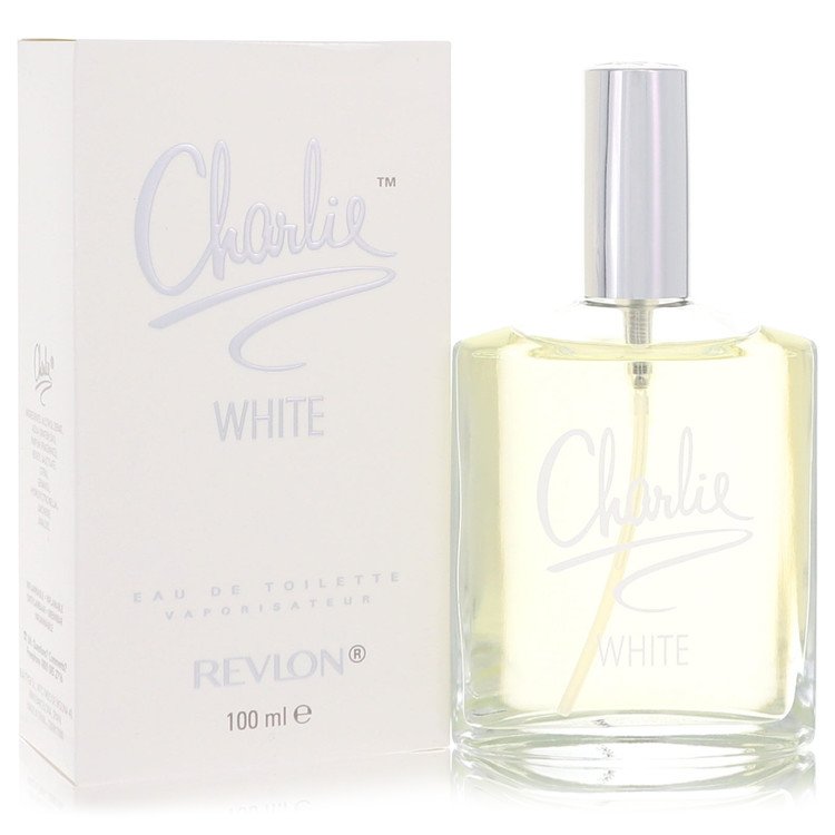 Charlie White Perfume bottle — Revlon fresh floral fragrance with peach, violet, watermelon, jasmine, lily of the valley, cedarwood, rose, and vanilla.