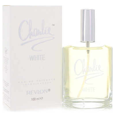 Charlie White Perfume bottle — Revlon fresh floral fragrance with peach, violet, watermelon, jasmine, lily of the valley, cedarwood, rose, and vanilla.