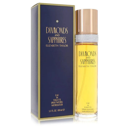 Elizabeth Taylor 'Diamonds and Sapphires' perfume bottle and packaging on a white background