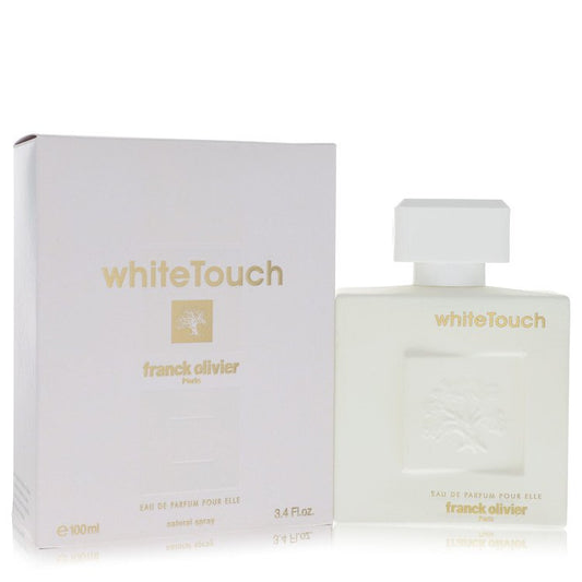 Franck Olivier White Touch Eau de Parfum bottle - women's floral fruity perfume with peach, bergamot, rose, jasmine, and vanilla