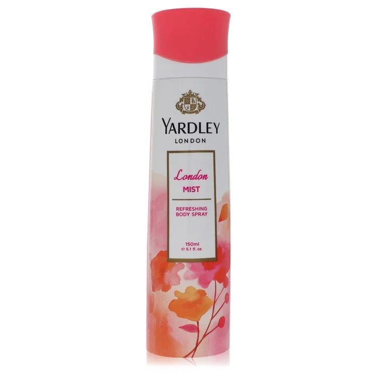 Yardley London body spray bottle on a white background