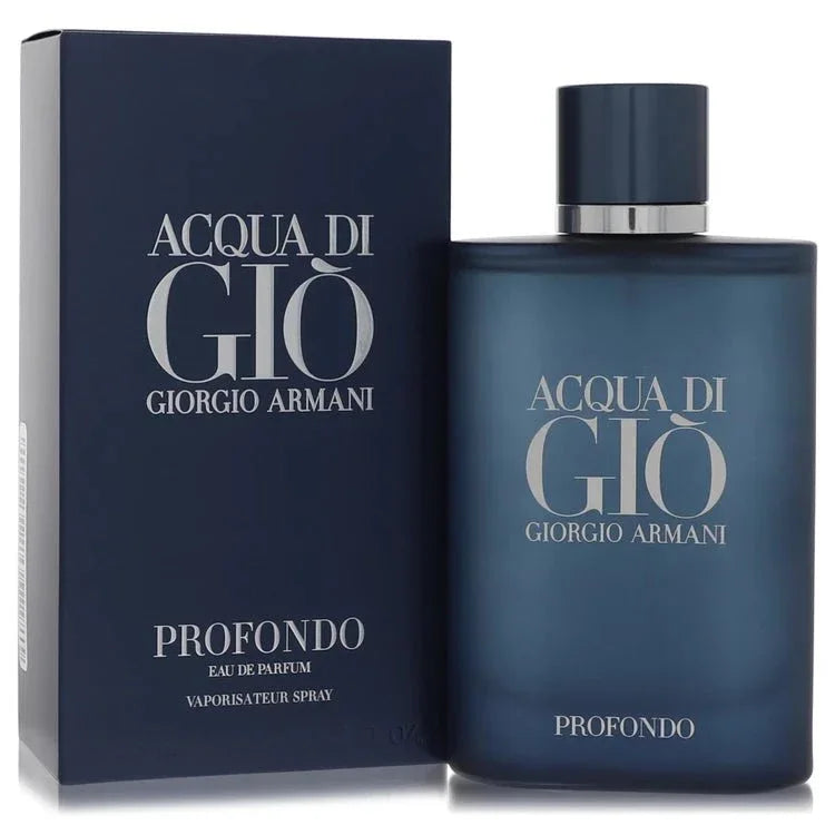 Acqua di Giò Profondo eau de parfum spray for men with blue box and bottle