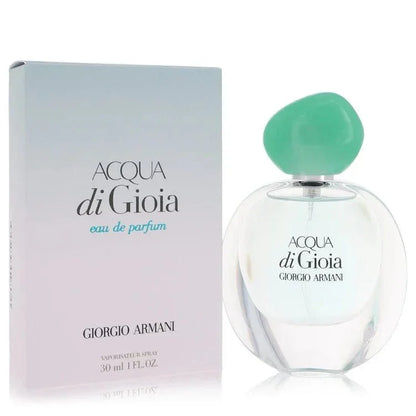 Giorgio Armani Acqua di Gioia Eau de Parfum bottle — fresh aquatic women's fragrance with Amalfi lemon, mint, water jasmine, cedar, and brown sugar