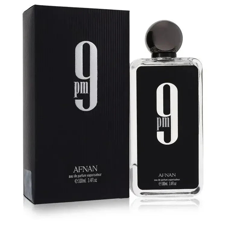 Afnan 9pm perfume bottle and packaging on a white background