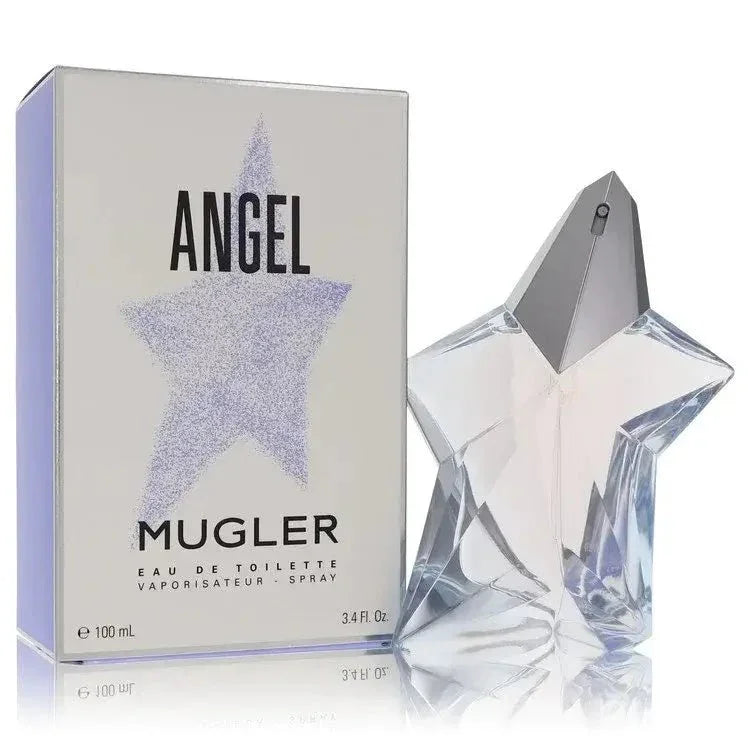 Angel Eau de Parfum spray for women, star-shaped bottle, box with star design