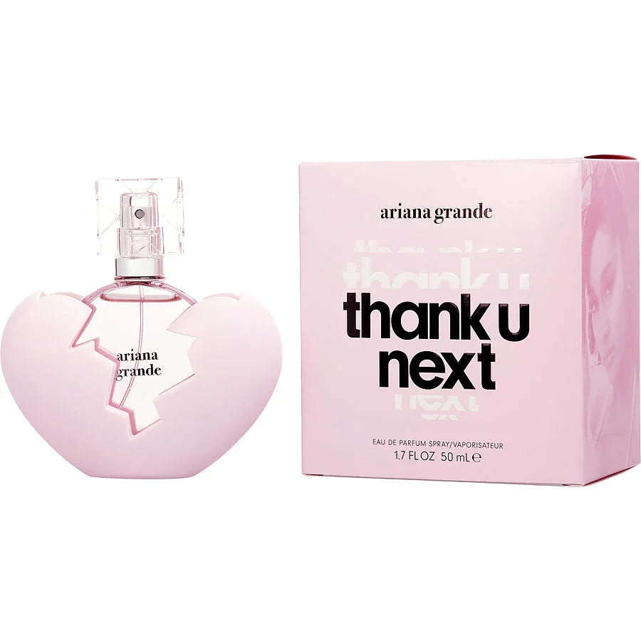 Ariana Grande Thank U Next perfume bottle and box set, pink heart-shaped design, 50ml