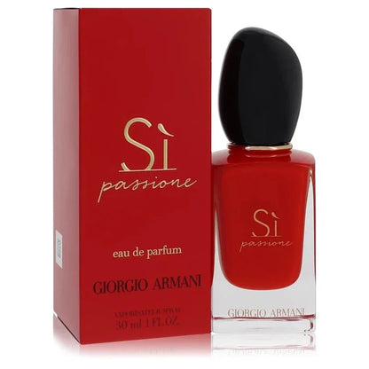 Red Si Passione eau de parfum spray for women with matching box, gold lettering