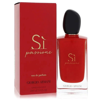 Red Armani Si Passione Eau de Parfum spray bottle and box for women
