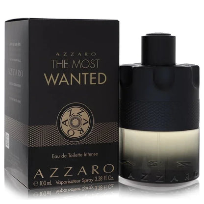 Azzaro The Most Wanted Cologne bottle — luxury men's warm spicy gourmand fragrance featuring intense notes of cardamom, red apple, and premium toffee accord