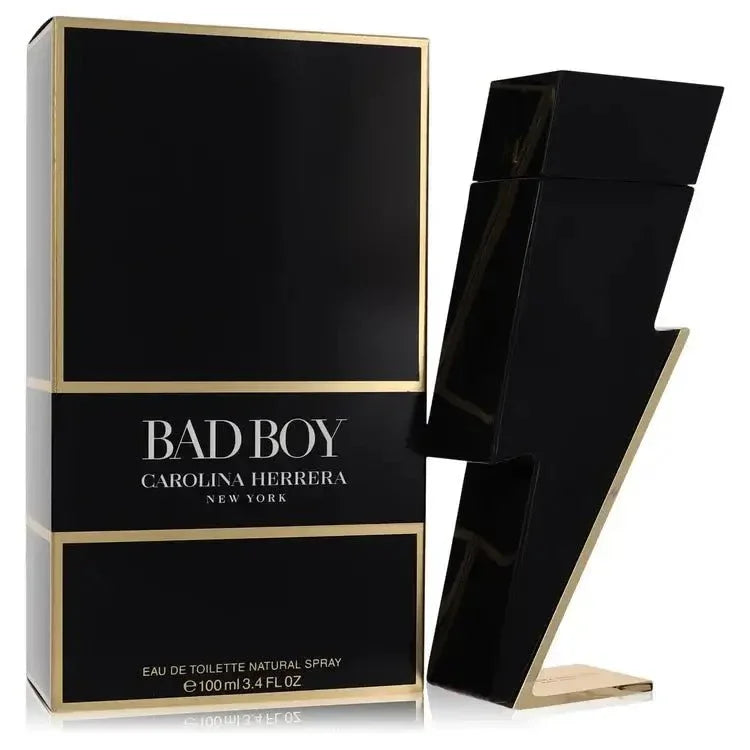 Carolina Herrera Bad Boy Eau de Toilette bottle — amber spicy men's fragrance with bergamot, pink pepper, cedarwood, cacao, and tonka bean