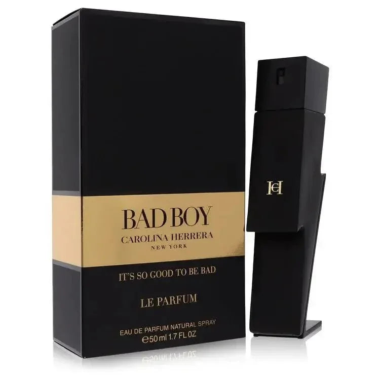 Bad Boy Le Parfum Cologne bottle by Carolina Herrera — woody spicy fragrance with cannabis, grapefruit, black pepper, geranium, leather and vetiver