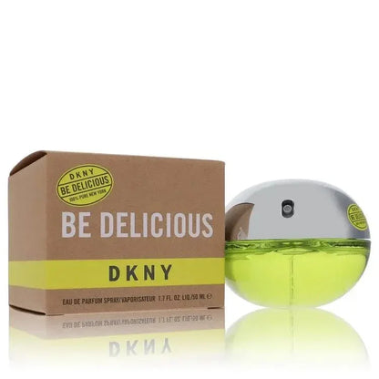 DKNY Be Delicious Perfume bottle — floral fruity women’s Eau de Parfum with cucumber, grapefruit, magnolia, green apple, lily-of-the-valley, rose, tuberose, violet, amber, sandalwood, and woods.