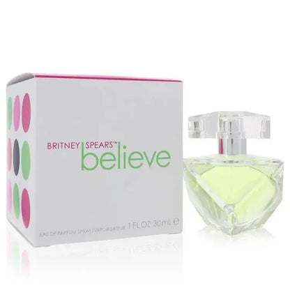 Britney Spears Believe Perfume bottle — fruity floral women’s Eau de Parfum with guava, tangerine, honeysuckle, linden blossom, patchouli, amber, and praline