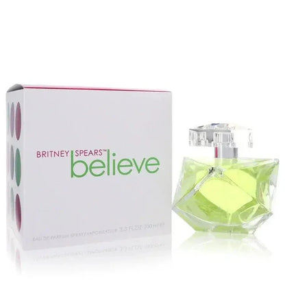 Britney Spears Believe Perfume bottle — fruity floral women’s Eau de Parfum with guava, tangerine, honeysuckle, linden blossom, patchouli, amber, and praline