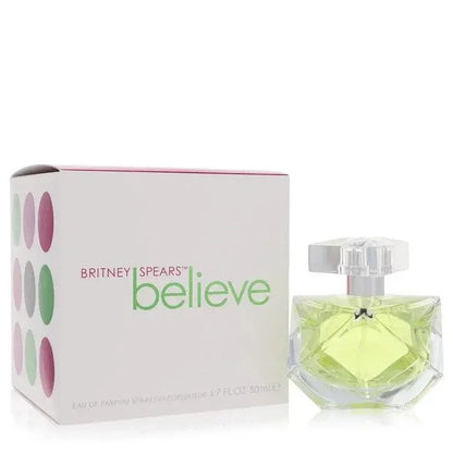 Britney Spears Believe Perfume bottle — fruity floral women’s Eau de Parfum with guava, tangerine, honeysuckle, linden blossom, patchouli, amber, and praline