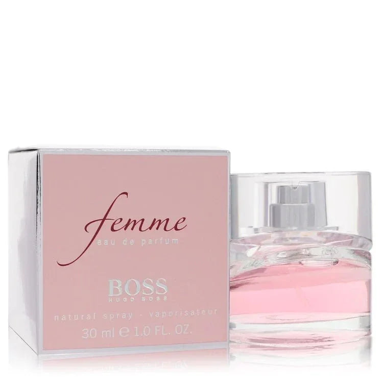 Femme eau de parfum spray for women with pink box and clear glass bottle, 30ml
