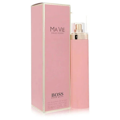 Pink Boss Ma Vie Pour Femme eau de parfum spray bottle and box for women, 75ml.