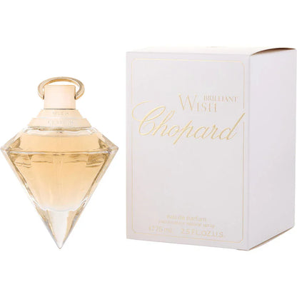Brilliant Wish Chopard perfume spray bottle and box, diamond-shaped design, 75ml eau de parfum
