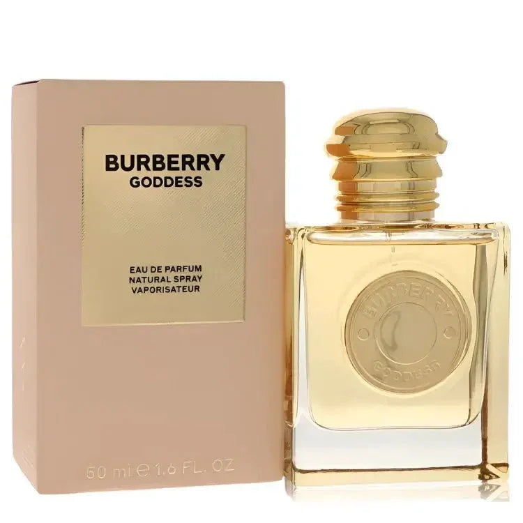 Burberry Goddess perfume bottle and packaging on a white background