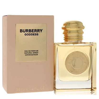 Burberry Goddess perfume bottle and packaging on a white background