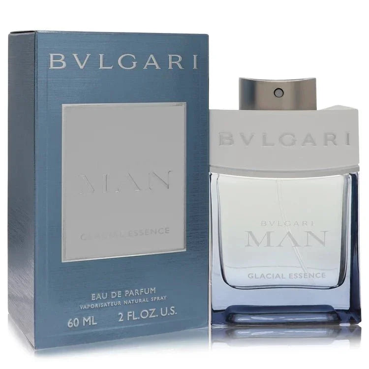 Bvlgari Man Glacial Essence cologne bottle for men — Icy woody aromatic fragrance with frozen woods, Virginia cedar, birch, labdanum, cashmere wood, and white musks notes