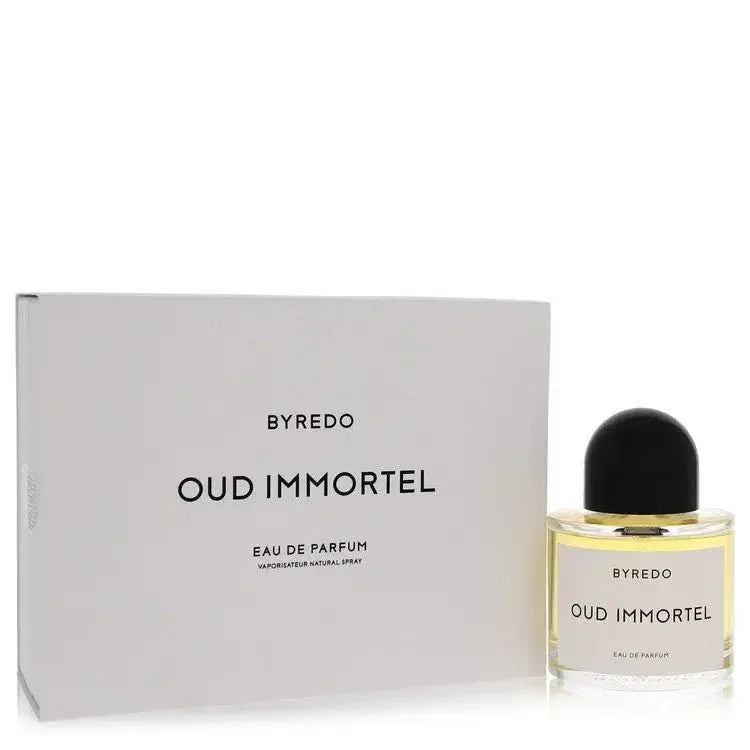 Byredo Oud Immortel Perfume bottle — woody oud unisex fragrance with limoncello, incense, cardamom, agarwood, patchouli, papyrus and tobacco