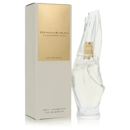 Cashmere Mist Perfume by Donna Karan bottle — Floral Woody women fragrance with bergamot, lily of the valley, Moroccan jasmine, musk, and cashmere wood