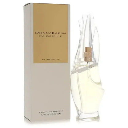 Cashmere Mist Perfume by Donna Karan bottle — Floral Woody women fragrance with bergamot, lily of the valley, Moroccan jasmine, musk, and cashmere wood