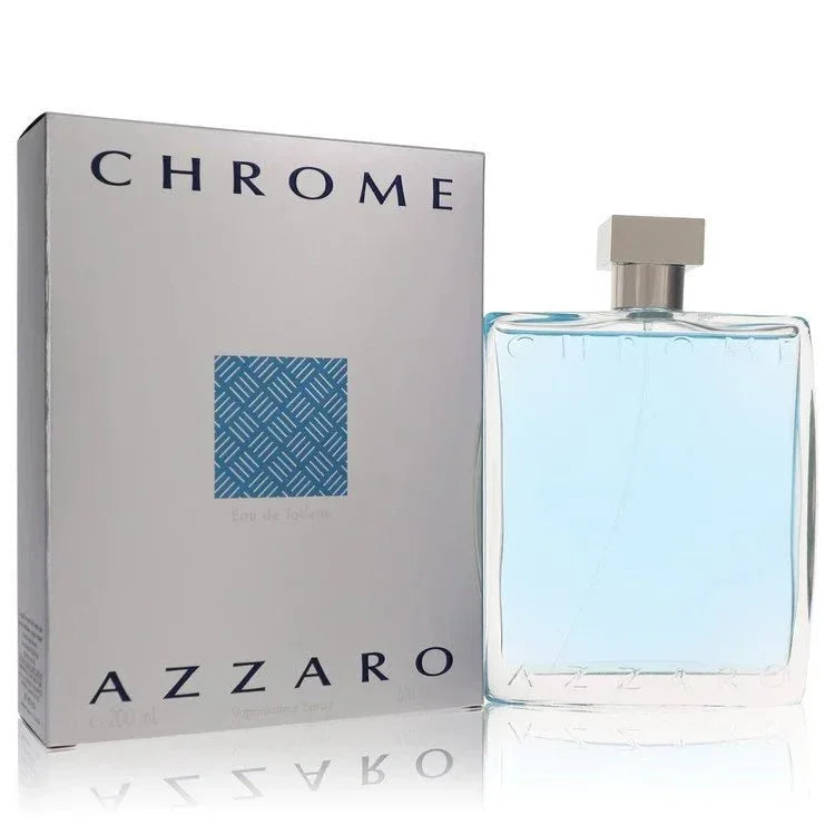 Azzaro Chrome Eau de Toilette spray for men with blue perfume bottle and box