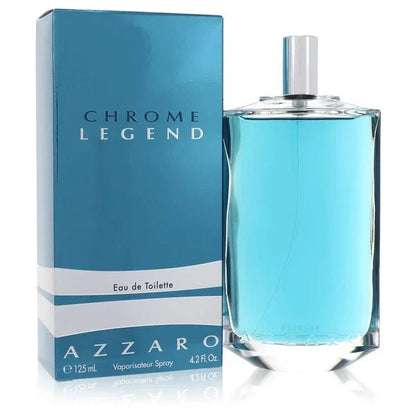 Azzaro Chrome Legend eau de toilette spray with blue box and clear bottle, 125ml fragrance.
