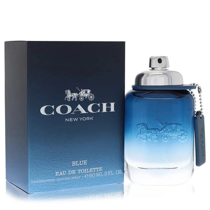 Coach Blue eau de toilette spray for men, 60ml blue gradient bottle and box displayed.
