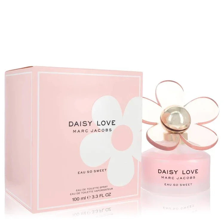 Daisy Love Eau So Sweet perfume bottle by Marc Jacobs — floral fruity fragrance for women with white raspberry, bergamot, daisy tree petals, jasmine milk, sugar musk, and white iris wood notes
 