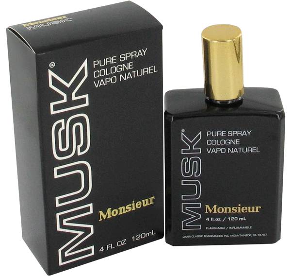 Monsieur Musk Cologne by Dana bottle - oriental woody men's Eau de Toilette with lemon, green notes, musk, spices, moss, tobacco and woods
