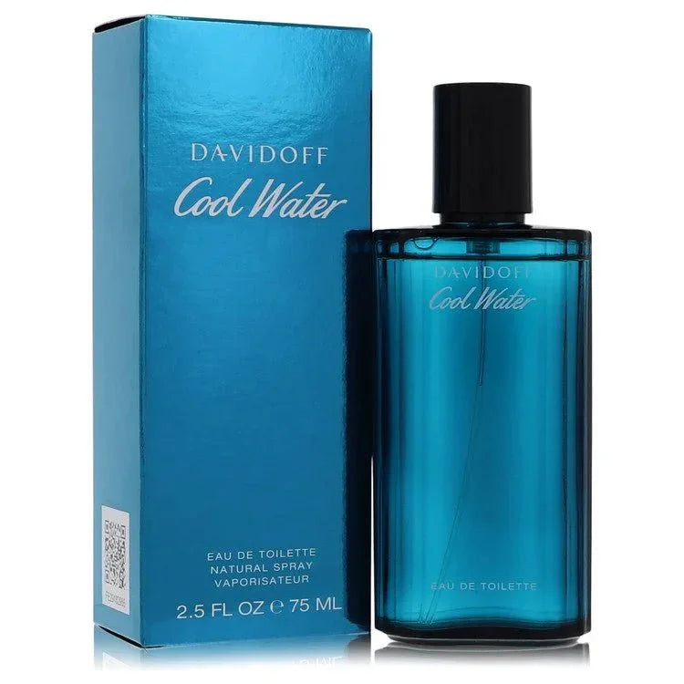 Davidoff Cool Water Eau de Toilette 75ml blue spray bottle and packaging