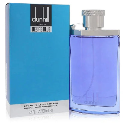 Dunhill Desire Blue perfume bottle and packaging on a white background