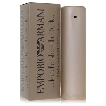 Tan Emporio Armani perfume bottle and box, Eau de Parfum spray for women