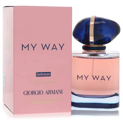 My Way Intense Eau de Parfum spray bottle and box, pink packaging, designer fragrance