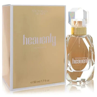 Victoria's Secret Heavenly Perfume bottle — amber floral women’s Eau de Parfum with effervescent fruits, freesia, lotus, jasmine, gold musk, sandalwood, and bourbon vanilla
