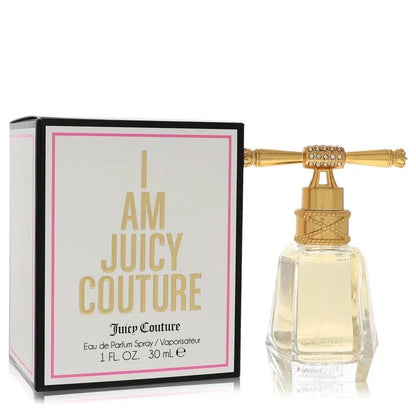 I Am Juicy Couture Eau de Parfum bottle, a glamorous and defiant luxury sweet fruity floral women's fragrance.