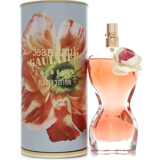 3.3 oz Jean Paul Gaultier La Belle Fleur Terrible Eau de Parfum bottle - Women's floral fruity fragrance with peach, blackcurrant, citrus, magnolia, peony, gardenia, orange blossom, vanilla, almond, and musk